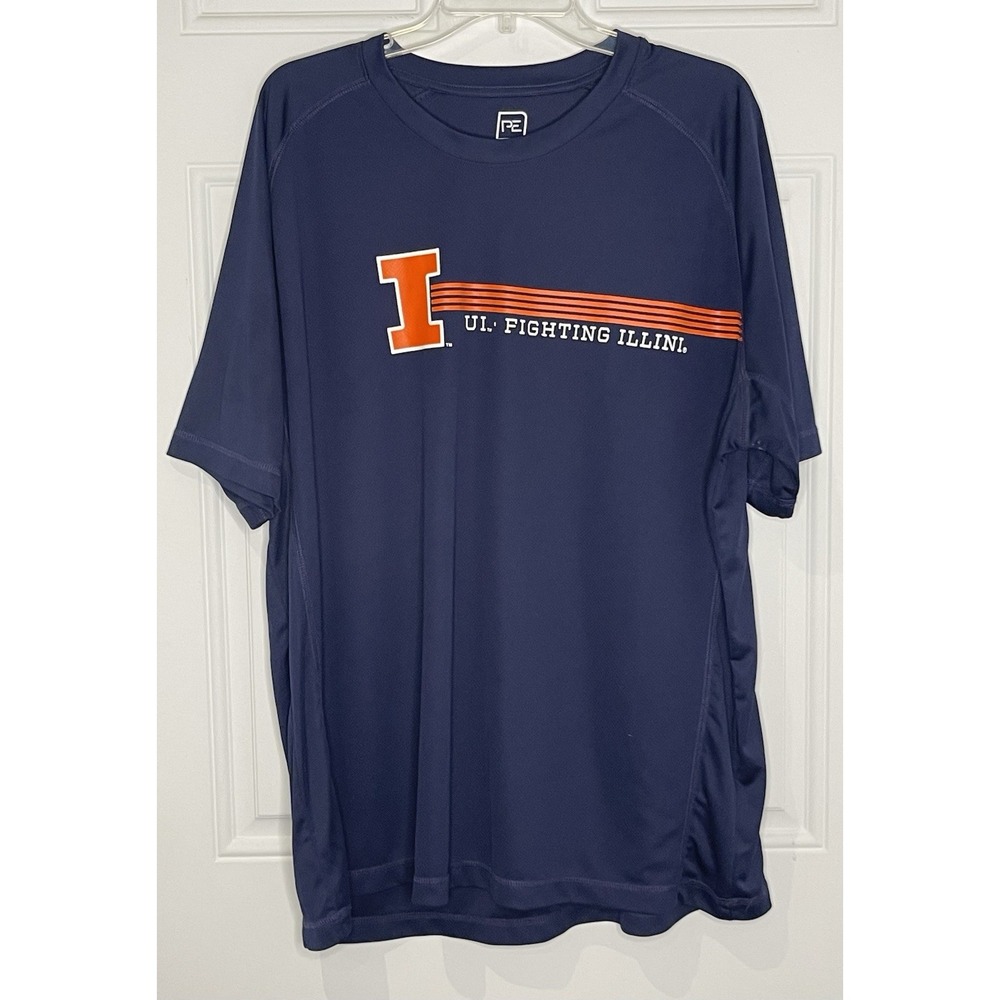University Of Illinois Men's 2XL Blue Fighting Illini Shirt Moisture Wicking